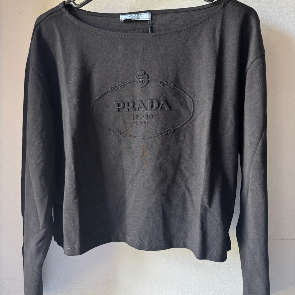 Prada Gray Boxy Long Sleeve Sweatshirt